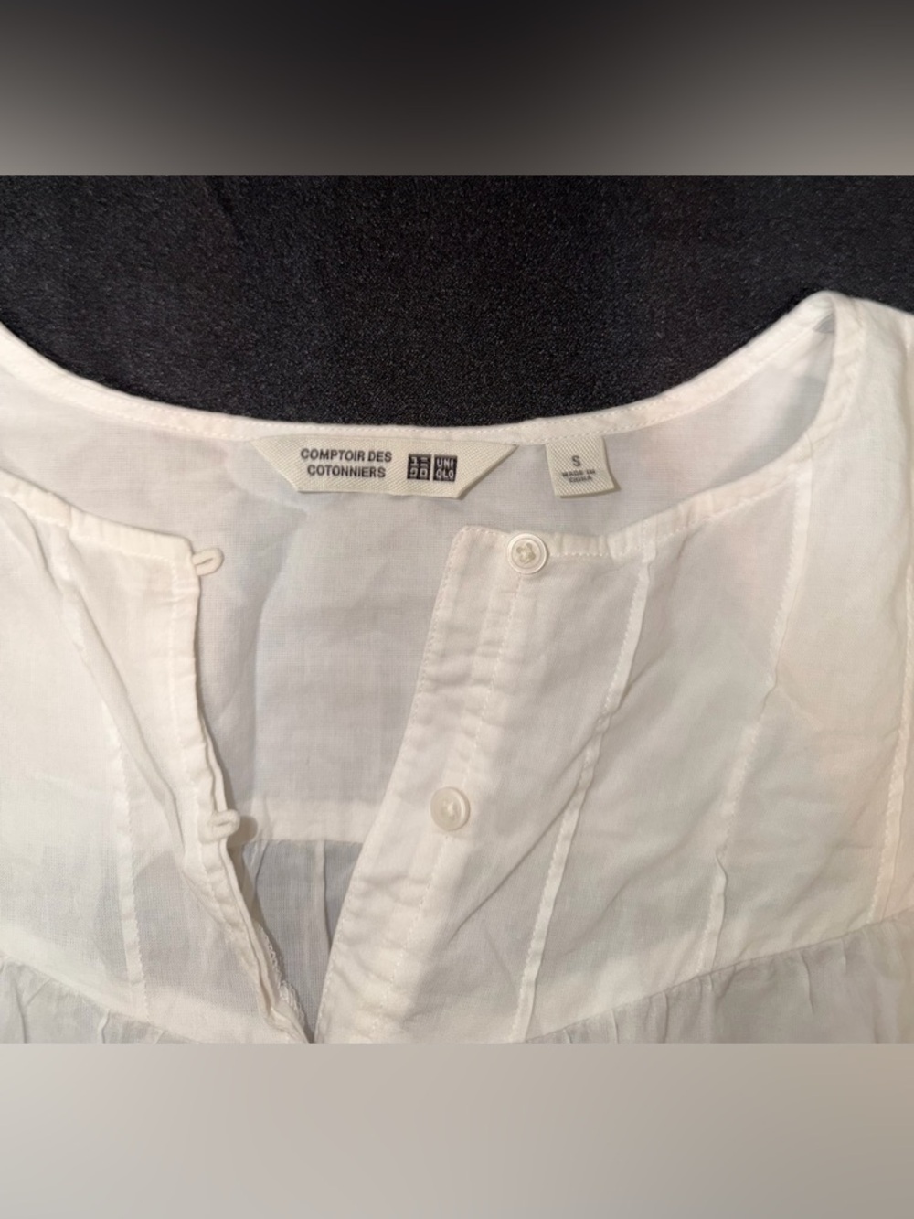 Uniqlo x Comptoir des Cotonniers White Cotton Voile Pintuck Blouse Size S - Picture 4 of 11